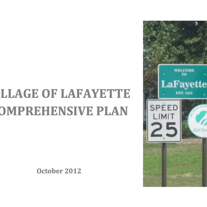 Village of Lafayette Comprehensive Plan Report Cover.
