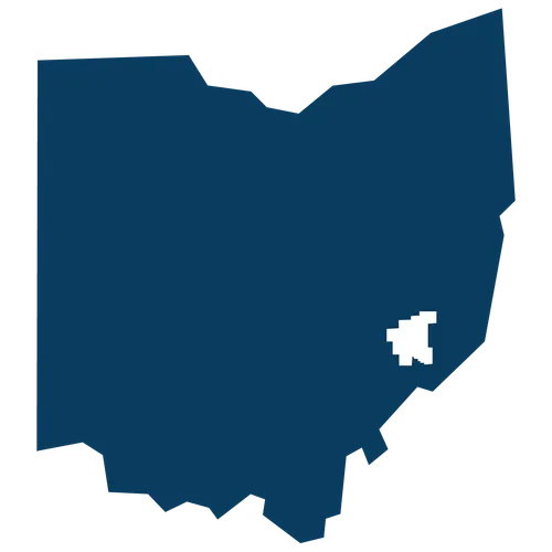 Noble county highlighted within the shape of Ohio.