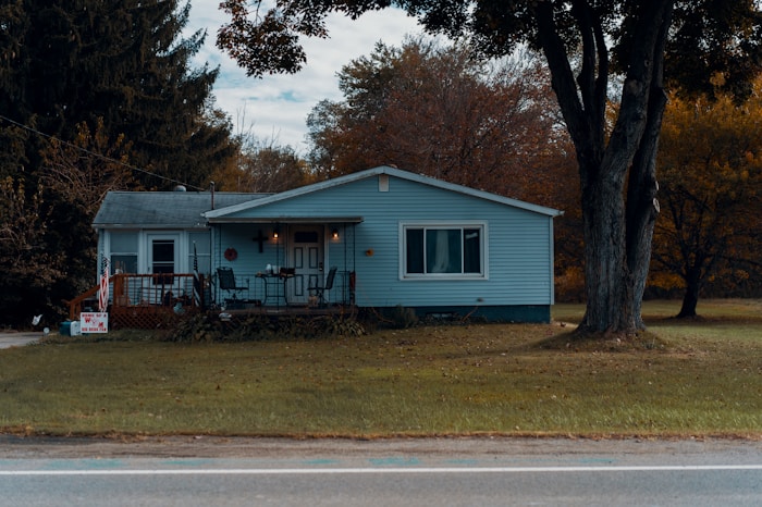 Blue house.